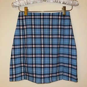 John Galt Blue Laid Mini Skirt